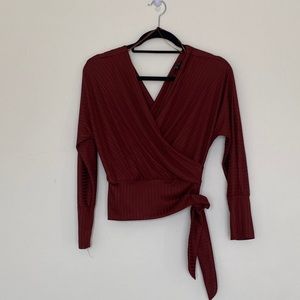Dynamite Brown Faux Wrap Top - Size Small